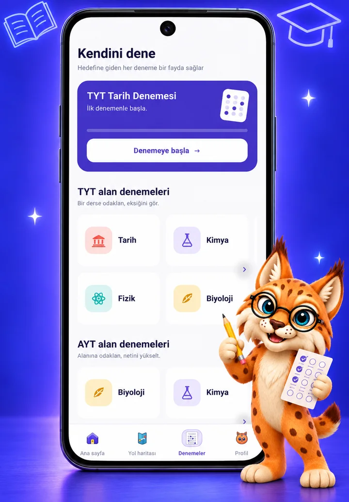Bobcat YKS denemeler ekranı